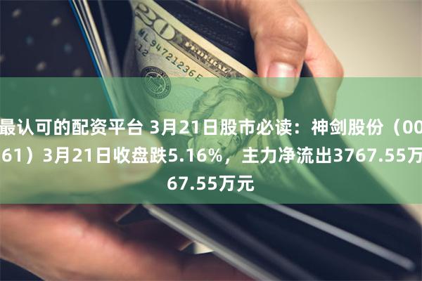 最认可的配资平台 3月21日股市必读：神剑股份（002361）3月21日收盘跌5.16%，主力净流出3767.55万元
